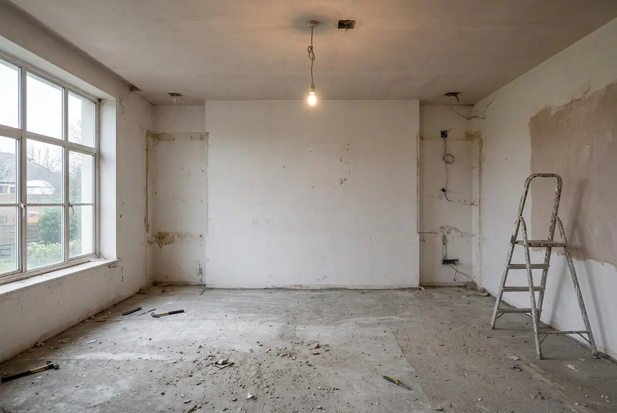 The same living room before renovation