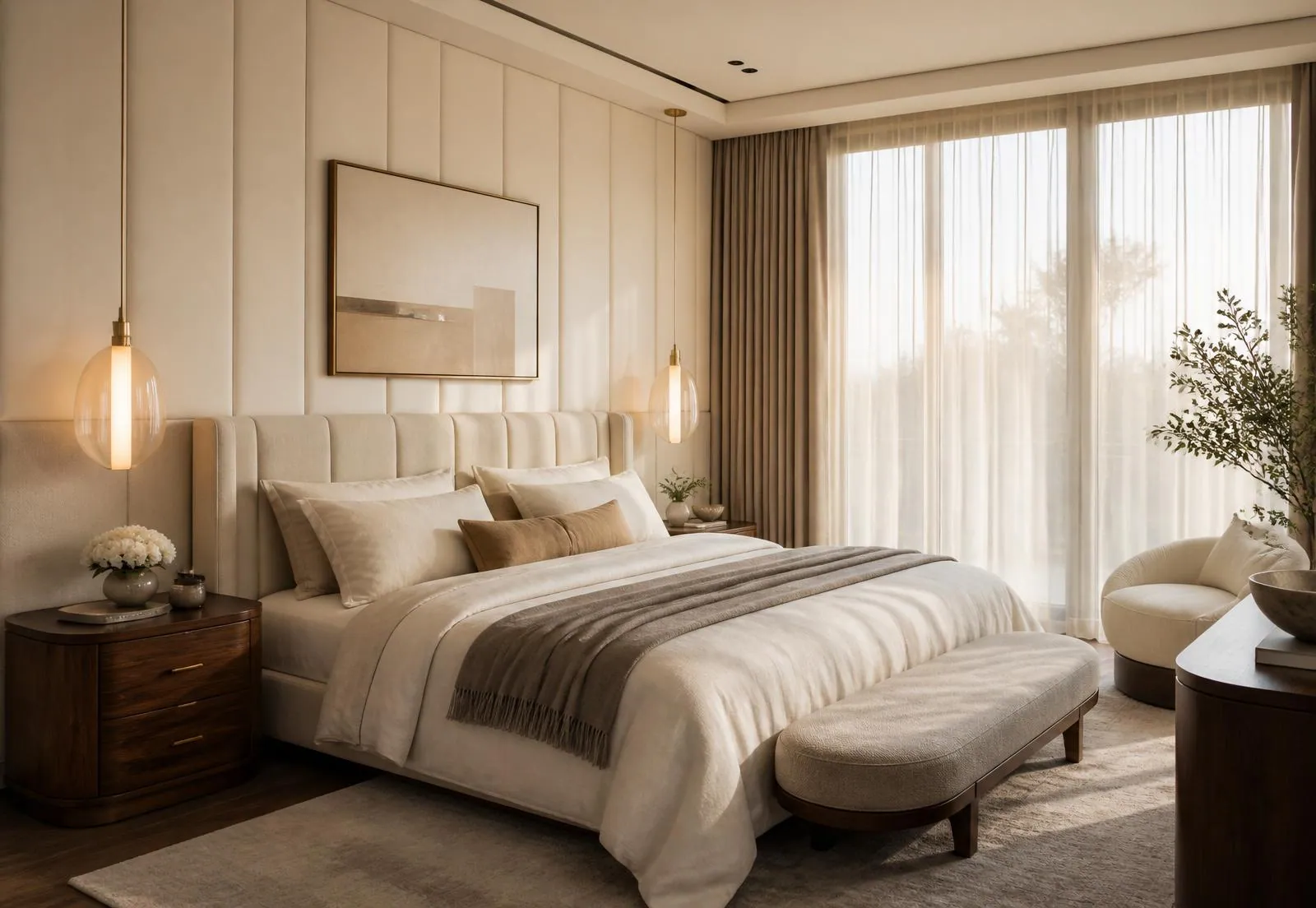 The Quiet Suite, bedroom interior in Juhu, Mumbai